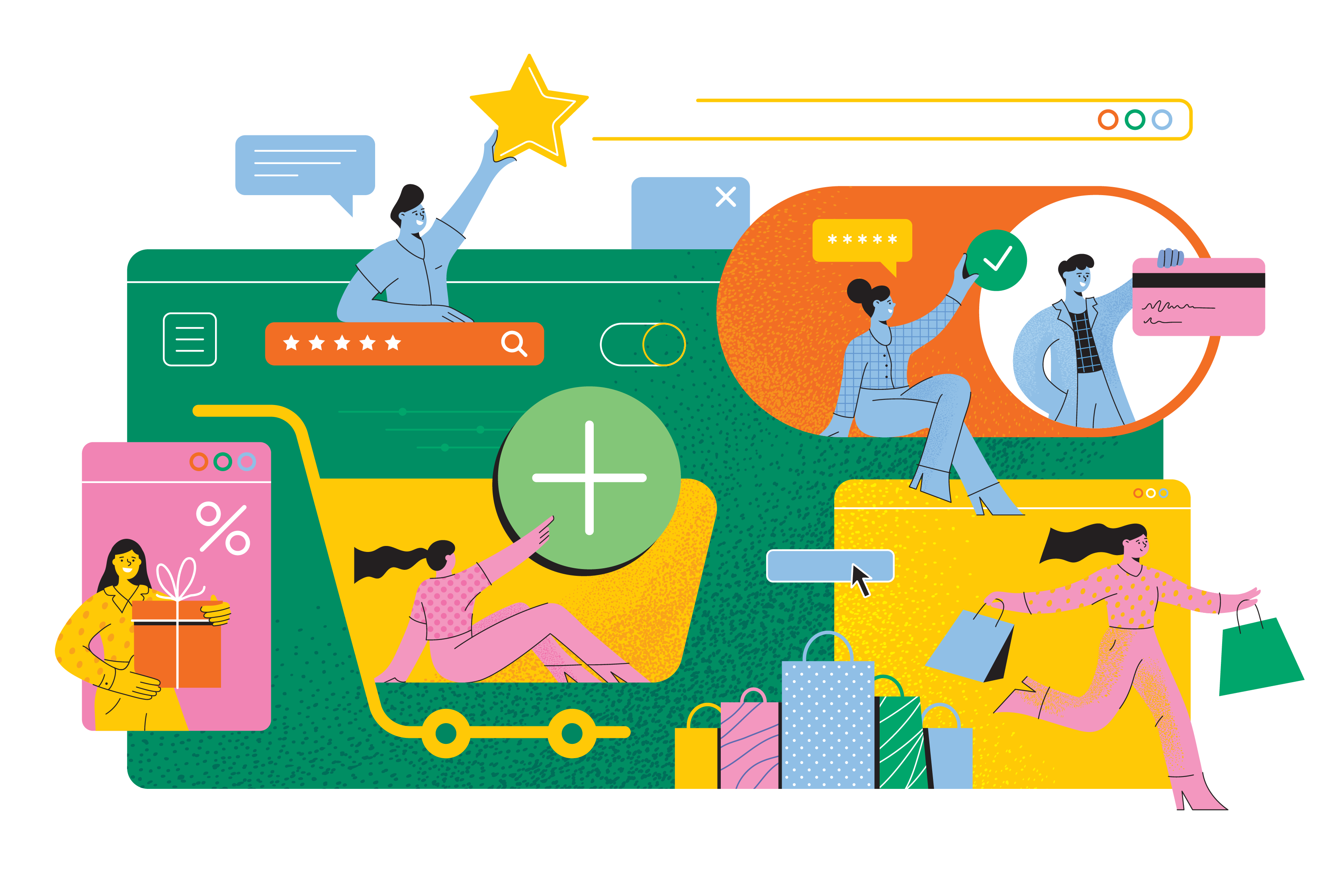 Illustration of different ecommerce actions