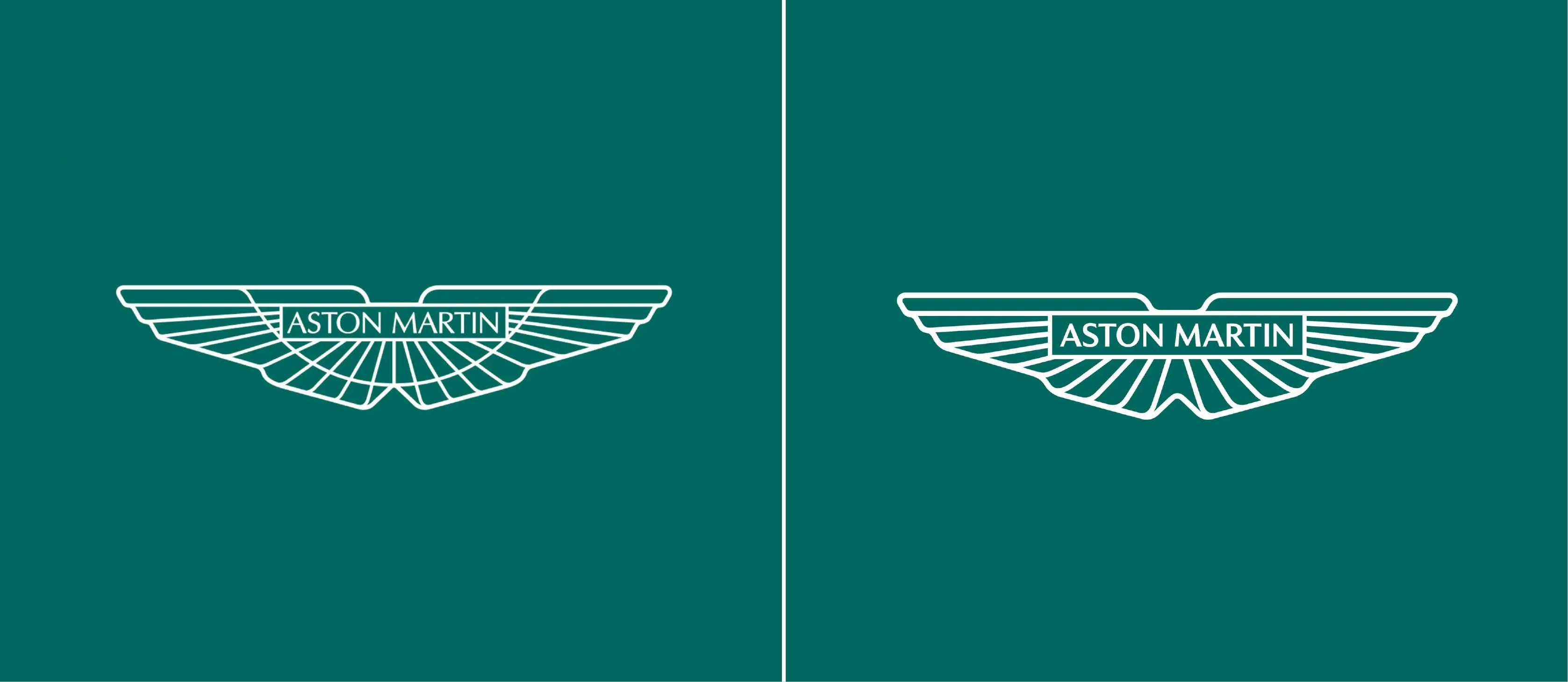Old and new Aston Martin logo