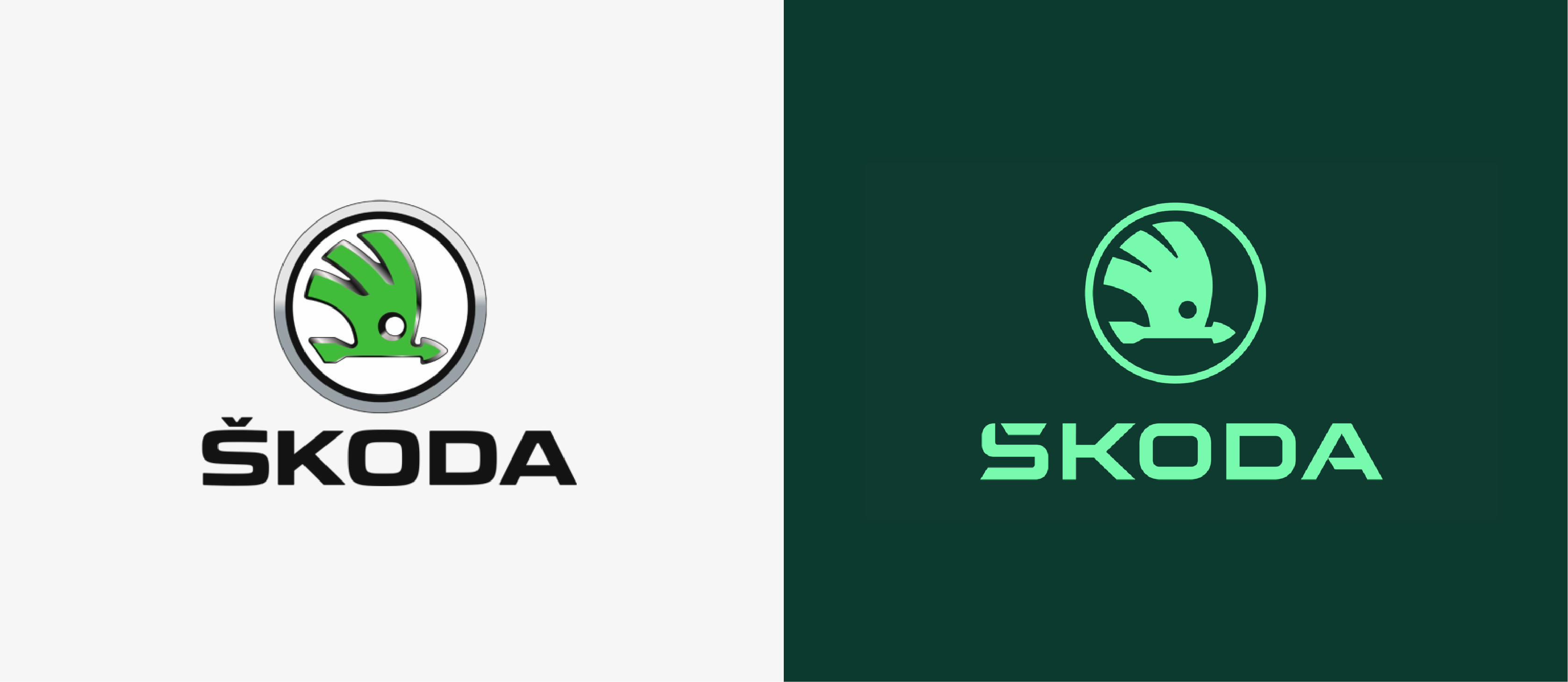 old and new skoda logo
